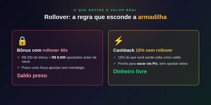 Rollover alto prende o saldo; o cashback da b2xbet volta pronto para sacar.