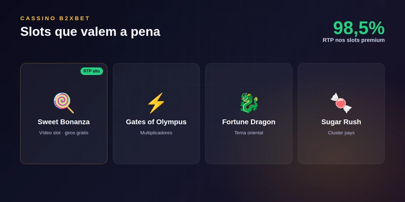 Grade de slots do cassino b2xbet com títulos populares e RTP de até 98,5%